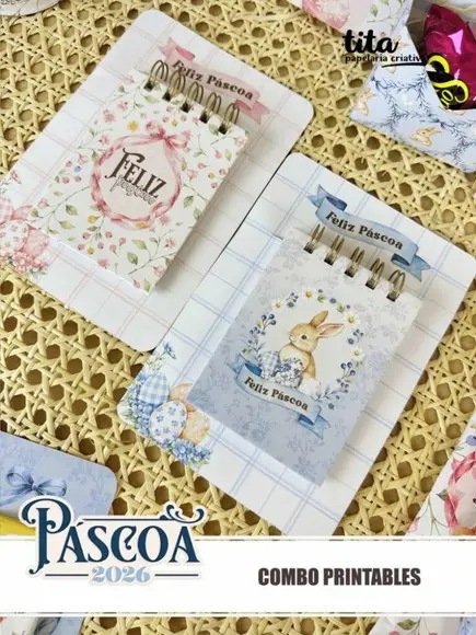 Arquivo Digital Páscoa 2026 Combo Printables Coelhos e Jesus