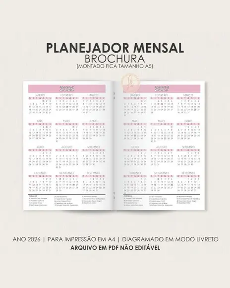 Arquivo Digital Planejador Mensal Brochura