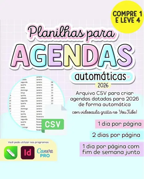 Arquivo Digital Planilhas para Agendas 2026