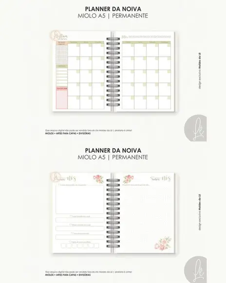 Arquivo Digital Planner da Noiva 12 Meses