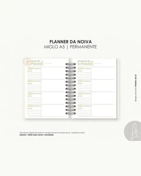 Arquivo Digital Planner da Noiva 12 Meses