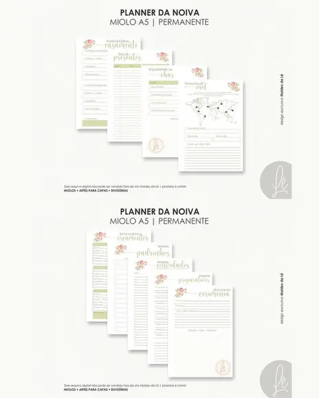 Arquivo Digital Planner da Noiva 12 Meses