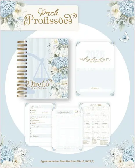 Arquivo Digital Profissões Floral Azul 2026