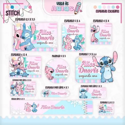 Arquivo Digital Stitch Menina Kit Escolar 2026