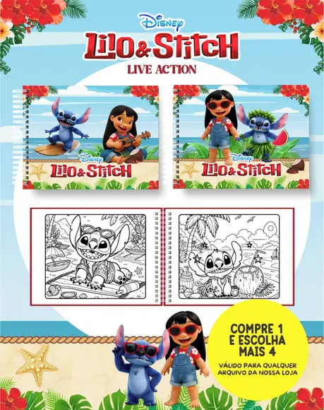 Arquivo Digital Stitch Live Action Livro de Colorir