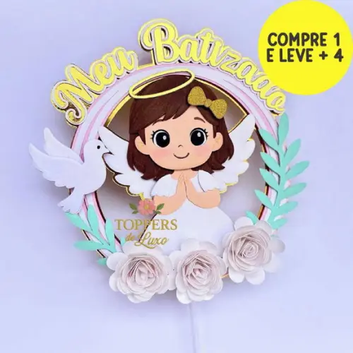 Arquivo Digital Topo de Bolo Batizado Menina 21