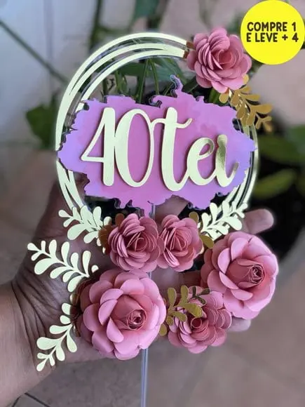 Arquivo Digital Topo de Bolo Flores 40tei 10