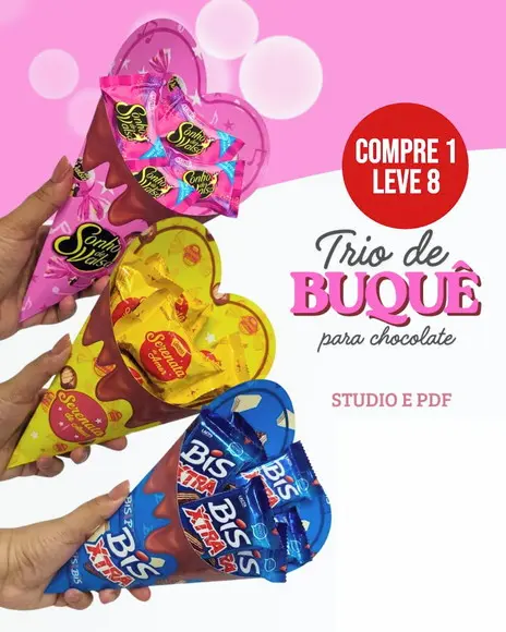 Arquivo Digital Trio de Buquê para Chocolates