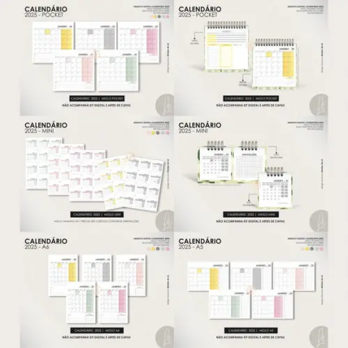 Combo Digital Agenda, Calendários e Capas 2025 e Permanente