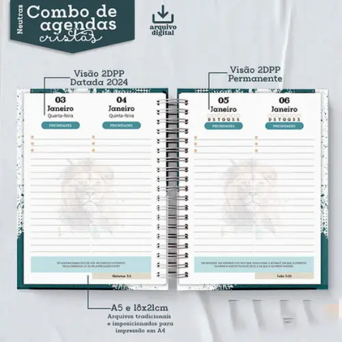 Combo Digital Coleção Agendas Neutras Cristã 2024