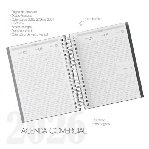 Combo Digital Miolo Agenda Comercial Datada 2026