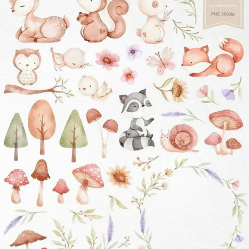 Kit Digital Bosque Encantado Aquarela