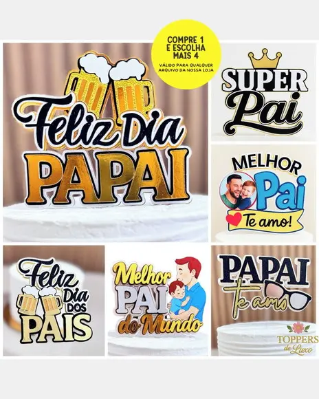 Kit Digital Topos de Bolo Dia dos Pais 2025