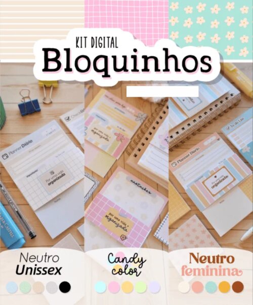 Arquivo Digital Bloquinhos Candy, Neutro, Unissex e Feminina