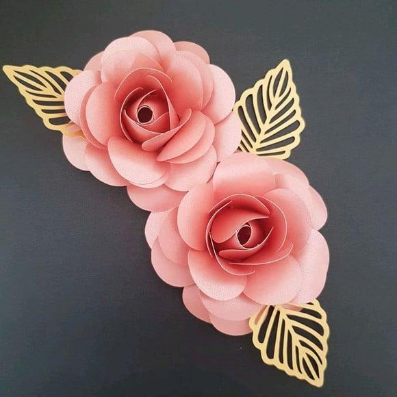 Flor e Folha Rosa