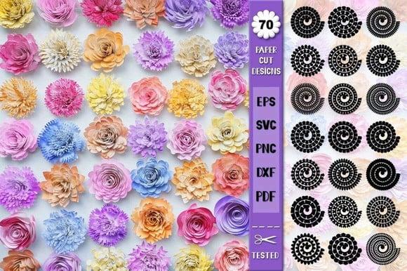 Kit 70 Flores de Enrolar