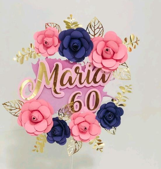 Topo de Bolo com Flores