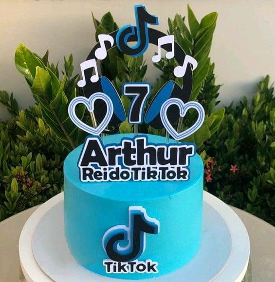 Topo de Bolo Tik Tok Azul