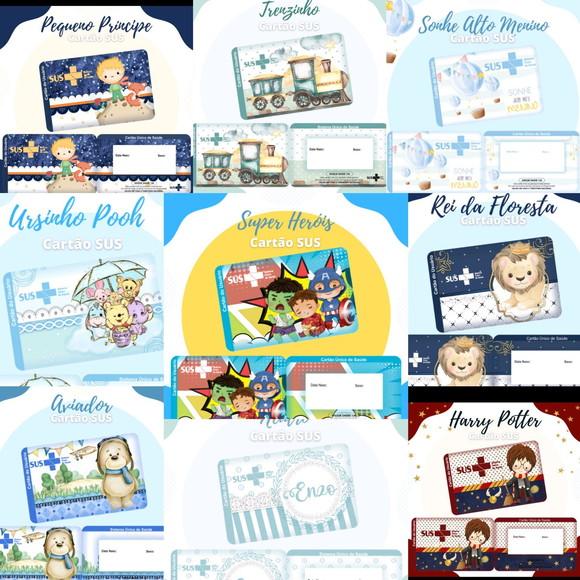Kit 9 Carteirinhas Sus Infantil Masc. (pdf/ Png)
