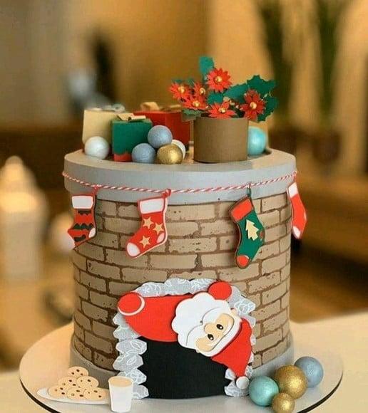 Topo Natalino Noel na Chaminé
