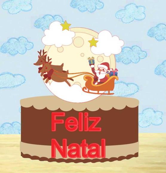 Topo de Bolo Shaker Trenó Noel