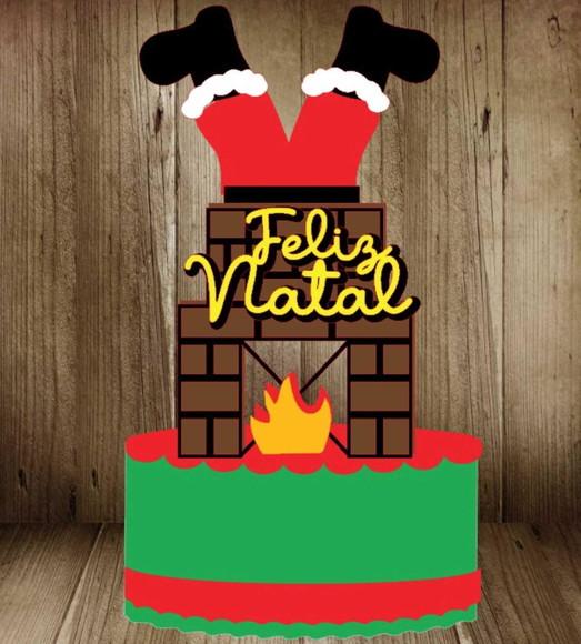 Topo Papai Noel Entrando na Chaminé