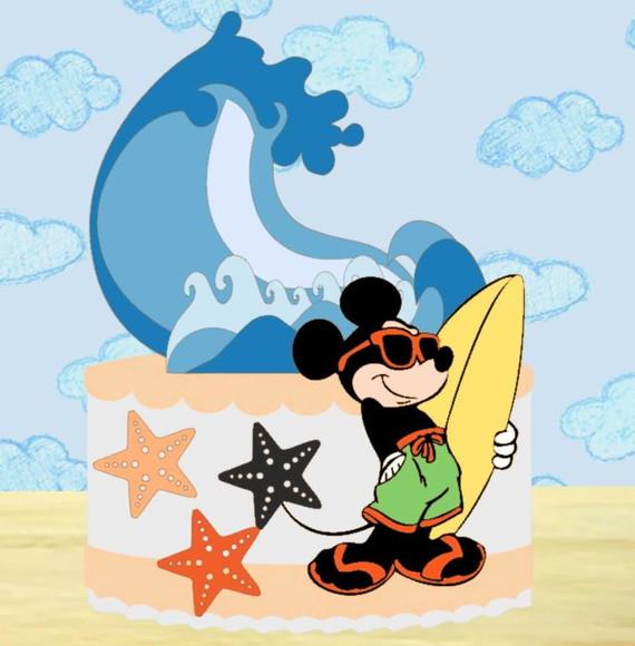 Topo de Bolo Surf Mickey