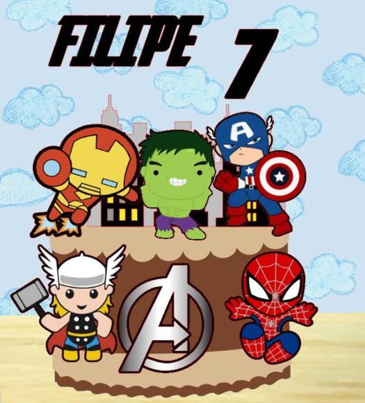 Topo de Bolo Vingadores 2024 Cute
