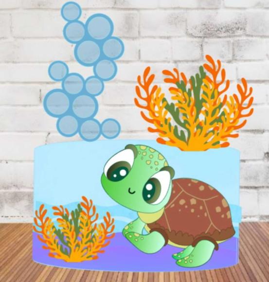 Topo de Bolo Tartaruguinha Fofa