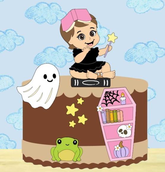 Topo Bebê com Livro Halloween