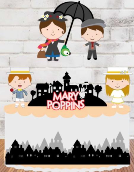 Topo de Bolo Mary Poppins Cute
