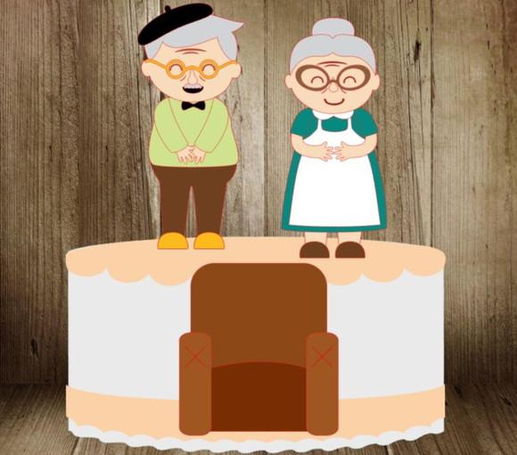 Topo de Bolo Avós e o Sofá
