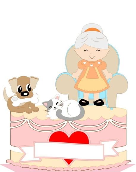 Topo de Bolo Vovó com Pets