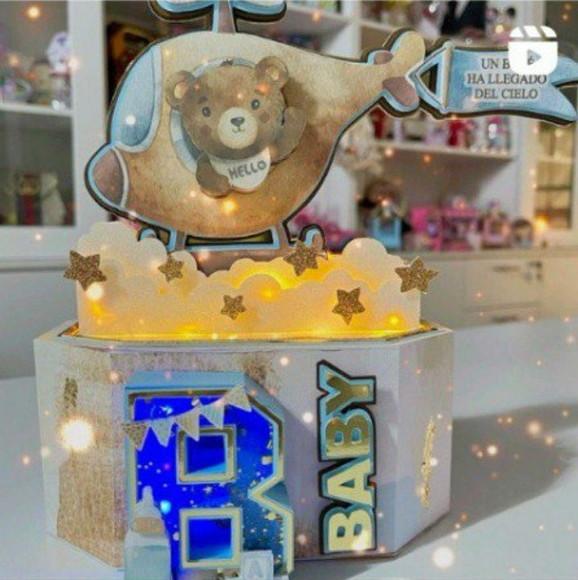 Cake Topper Urso Baby Helicoptero