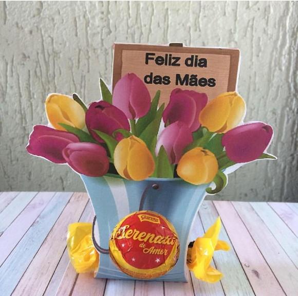 Baldinho de Flores Bombom Dia das Mães