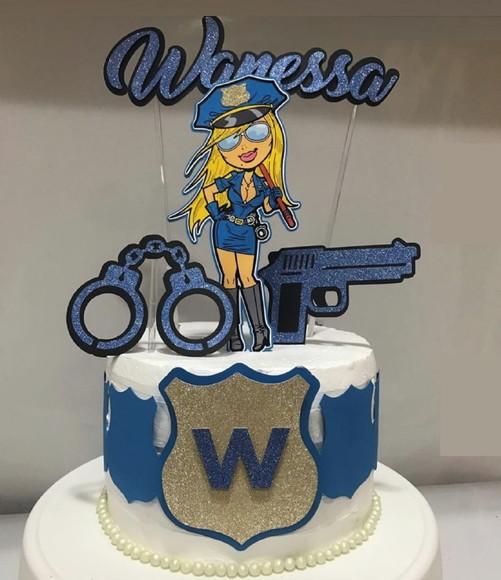 Topo de Bolo Policial Mulher