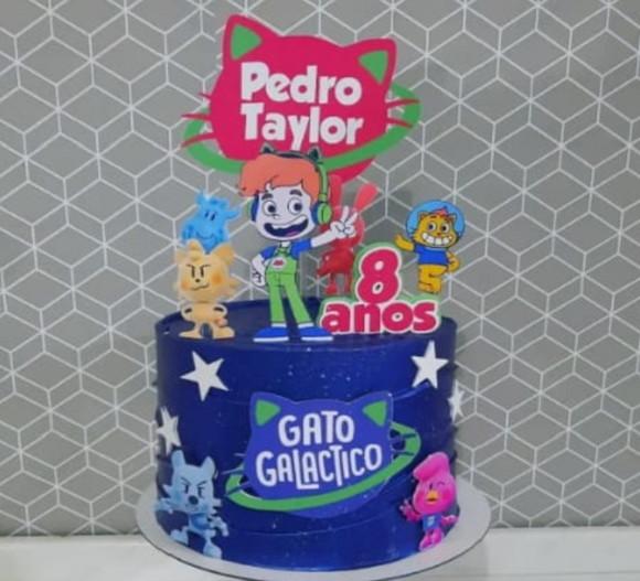 Topo de Bolo Gato Galactico 2