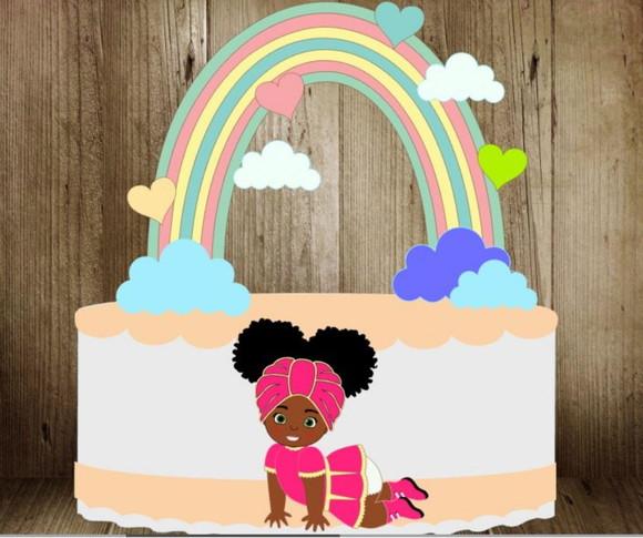 Topo Baby Afro Arco Iris