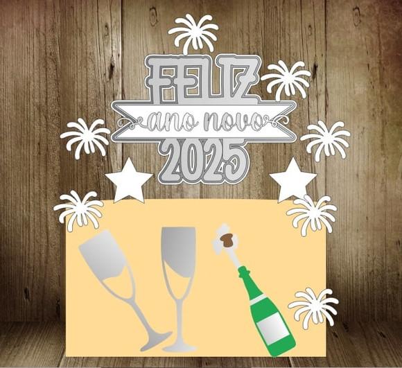 Topo Feliz Ano Novo 2025 Champagne