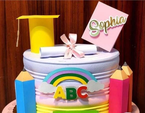 Topo Formatura Abc Lápis_capelo_canudo_livro 3d