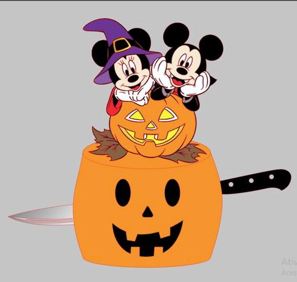 Topo Halloween Mickey e Minnie