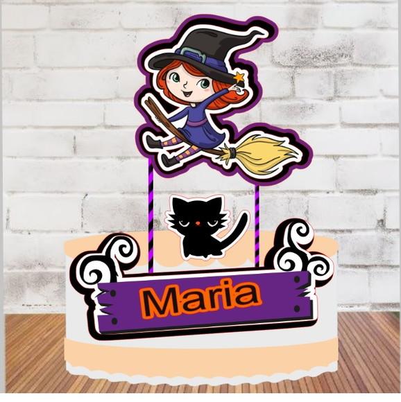 Topo de Bolo Bruxinha Lilas