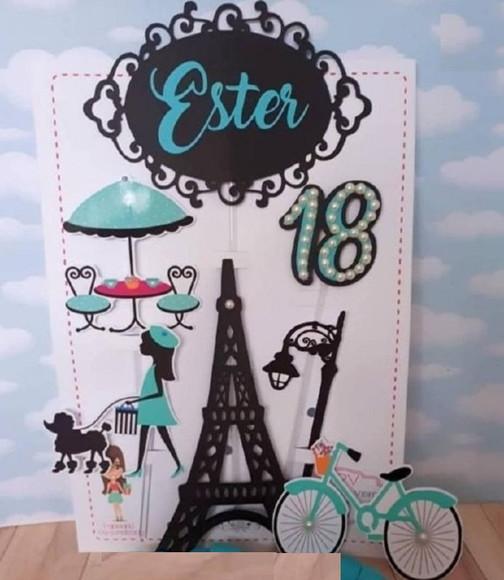 Topo de Bolo Paris Azul