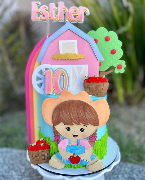 Topo Fazendinha Rosa Baby