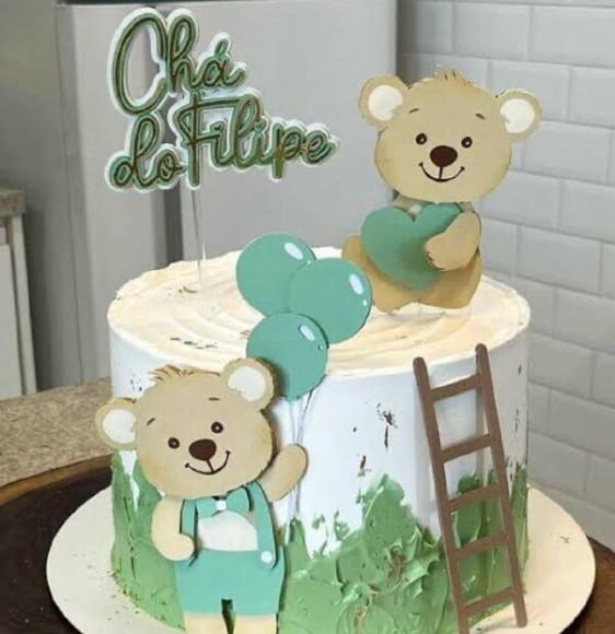 Topo Ursinhos Chá Revelação Verde