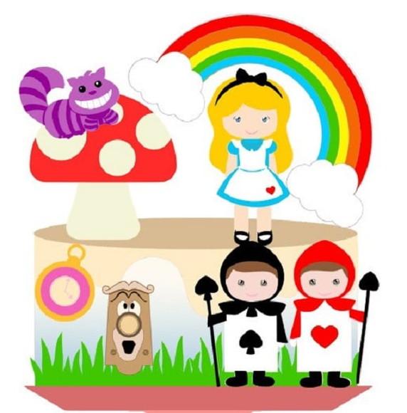 Topo Alice em Desenho com Arco Iris