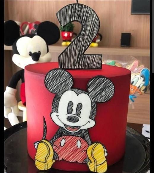 Topo de Bolo Mickey Riscado