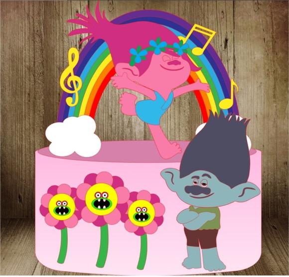 Topo de Bolo Trolls 3