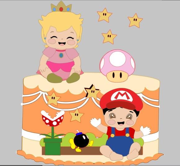 Topo Bebes de Mario e Peach
