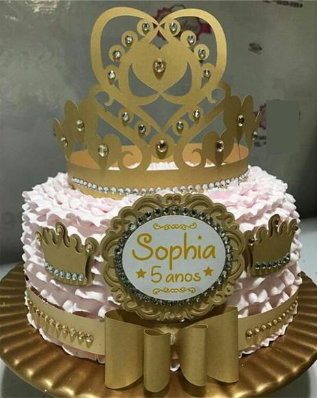Topo de Bolo Princesa Dourado
